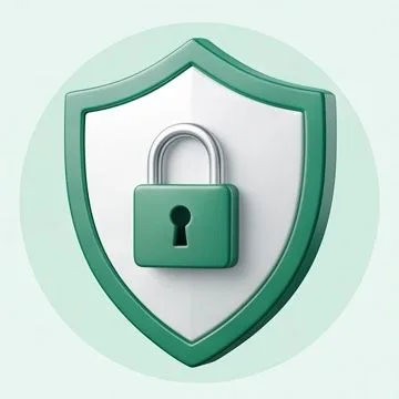 A green shield with a padlock, standing for how your information is kept